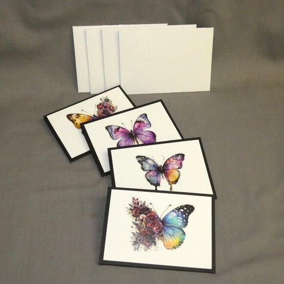 Set of 4 Handcrafted Multicolor Butterfly Gift Card Holders and Envelopes Unique - Picture 1 of 3